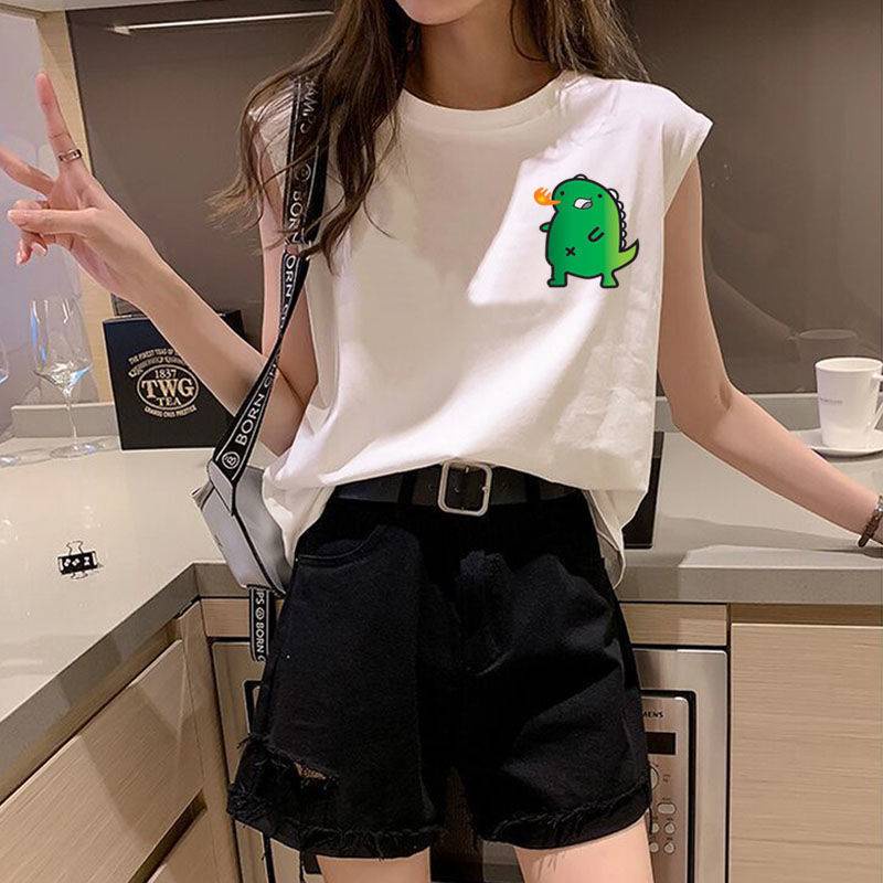 Áo Sát Nách Dáng Rộng Vải Cotton In Hoạt Hình Thời Trang Xuân Hè Cho Nữ