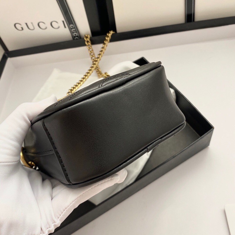 Túi đeo chéo mini da vân màu trơn thương hiệu Gucci GG da thật cao cấp