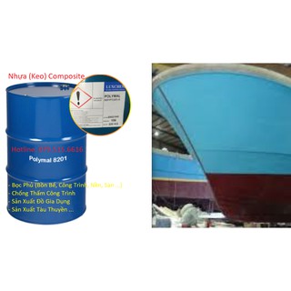 Keo bọc phủ, chống thấm tàu thuyền composite 3kg + sợi thủy tinh 1kg + chất đóng rắn nhựa – combo