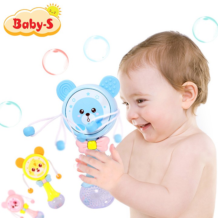 Lục lạc cho bé, đồ chơi lục lạc cho bé xúc xắc có nhạc và đèn phát sáng hình mặt gấu ngộ nghĩnh Baby-S – SDC050