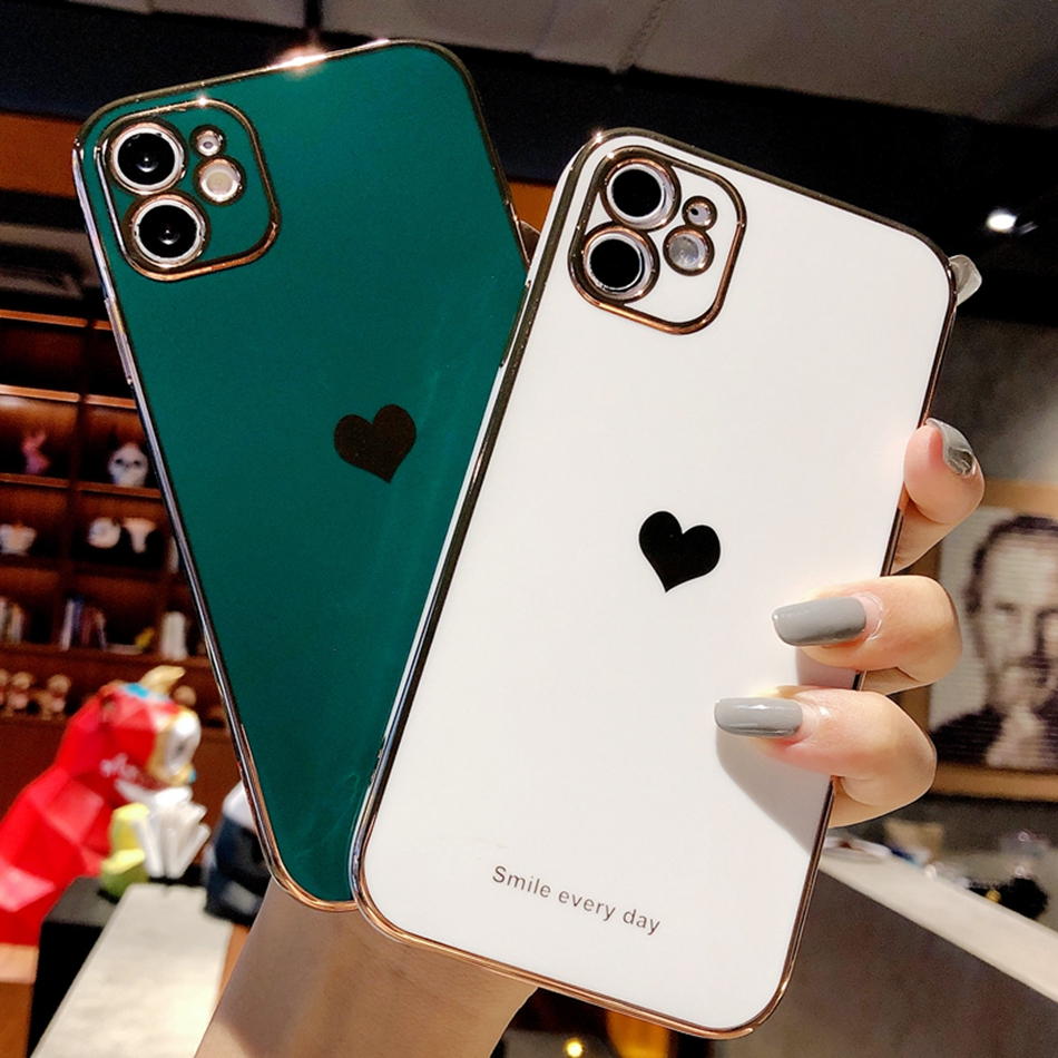 Ốp điện thoại mềm in hình trái tim bảo vệ camera cho IPhone 12 Mini 11 Pro X XS Max 7 8 Plus XR 7Plus 8Plus | BigBuy360 - bigbuy360.vn