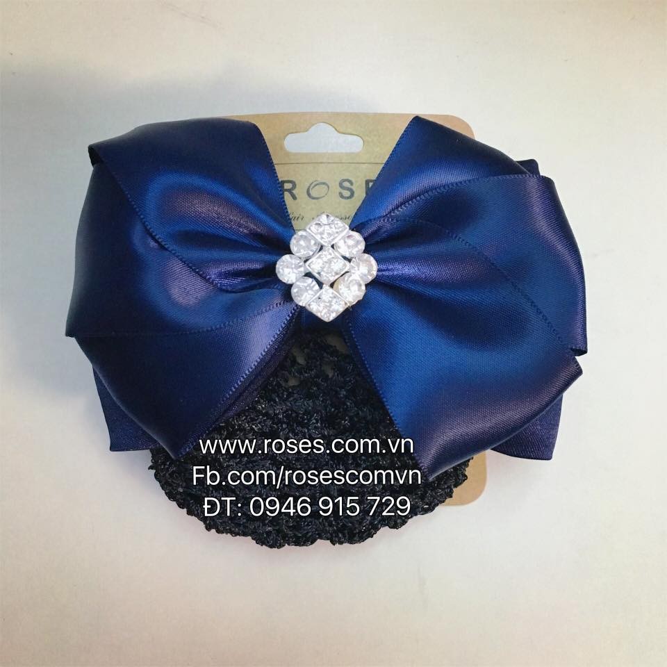 Kẹp lưới búi nơ đính đá ROSES Hair Accessories