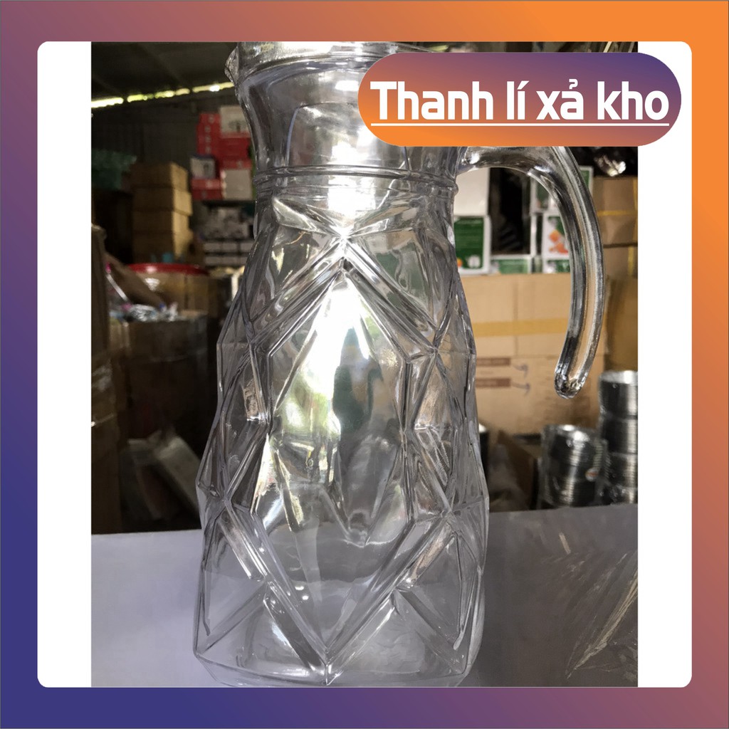 Bình thủy tinh 𝑭𝑹𝑬𝑬𝑺𝑯𝑰𝑷 Bình rót nước bằng thủy tinh vảy cá có quai 1,5L