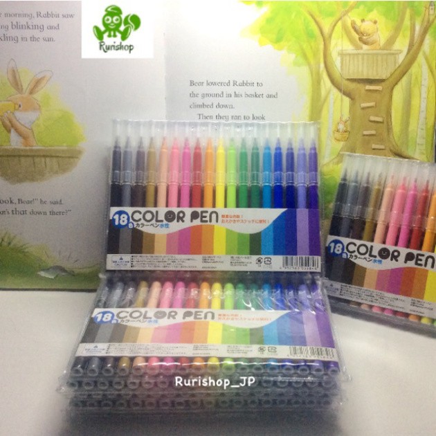 Set 18 bút dạ Nhật Bản - Màu sắc đa dạng dùng cho phác thảo, đi nét, tô màu
