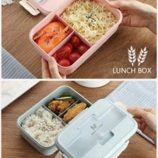 Hộp cơm lúa mạch 3 ngăn kèm đũa thìa