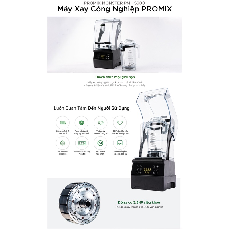 [Promix S900] Máy xay sinh tố công nghiệp Promix Monster PM-S900
