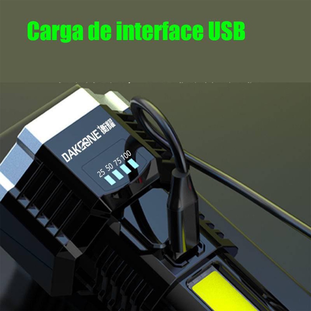 Đèn Pin LED ABS Màu Đen Sạc USB Chống Nước Khẩn Cấp Ngoài Trời