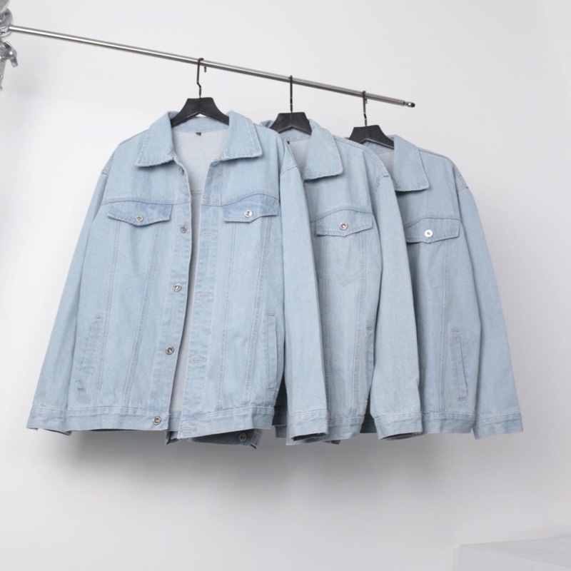 Áo khoác jean xanh bạc basic màu đẹp KPis Clothes form rộng oversize nam nữ sale 50%