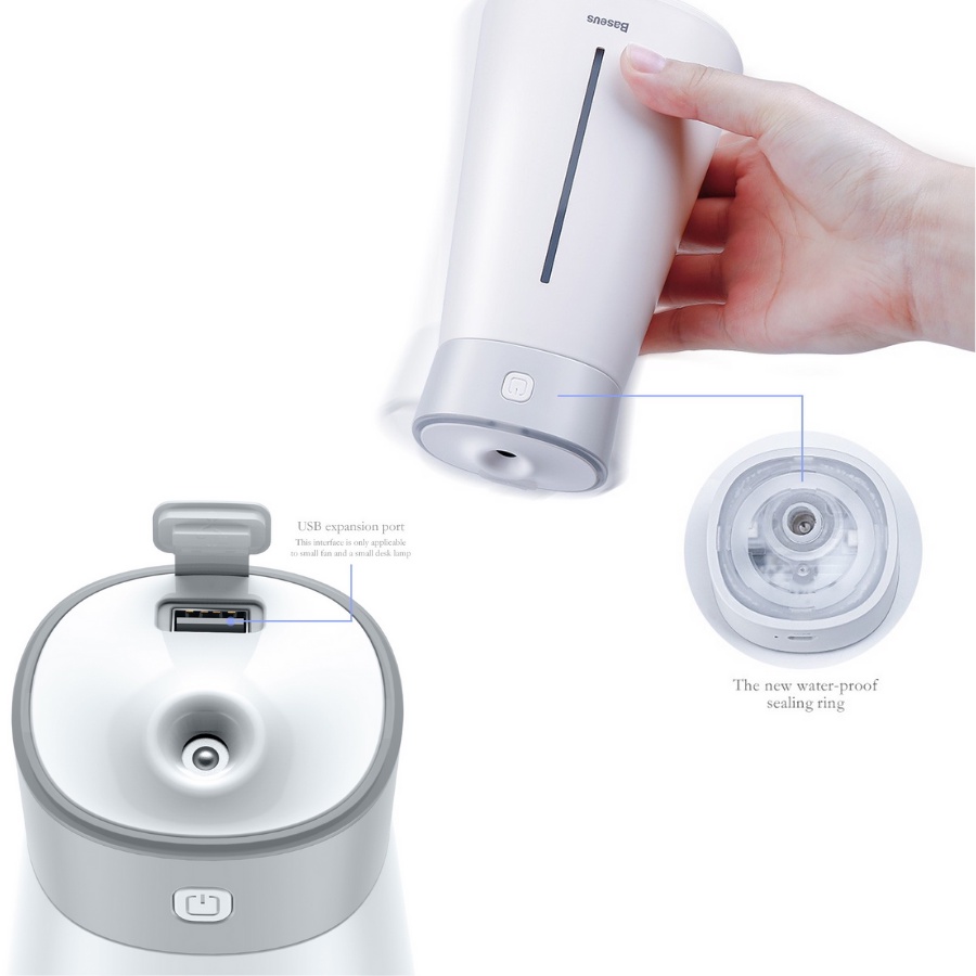 Máy phun sương, tạo ẩm, lọc không khí Baseus Slim Waist humidifier (380ml, USB 5V, 12h) LV382 Chính hãng