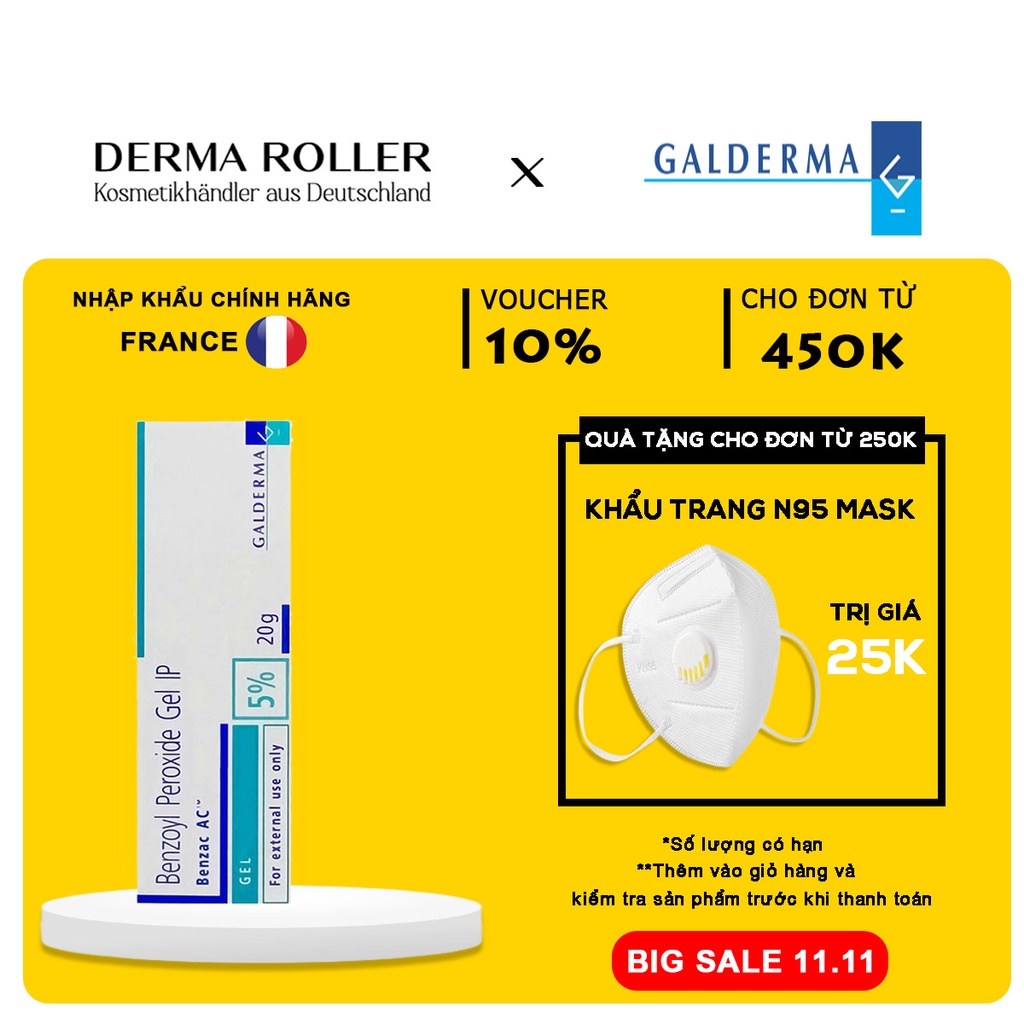 [Mẫu thử] Gel chấm mụn viêm / mụn trứng cá Benzac A.C 5%