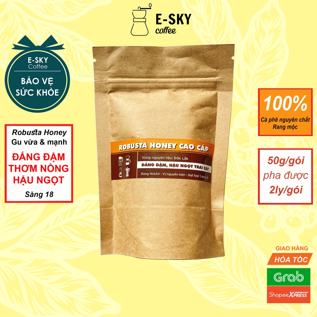 Mẫu thử cà phê nguyên chất 100% các loại của E-SKY Coffee pha phin pha máy cold brew 50gr | BigBuy360 - bigbuy360.vn