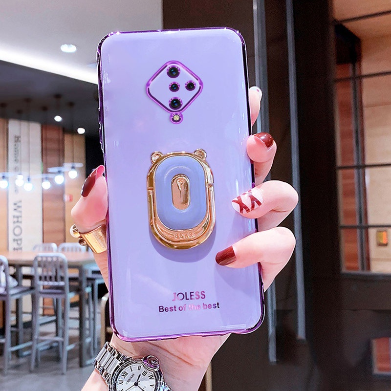 Ốp điện thoại màu kẹo ngọt có giá đỡ hình cô gái xinh xắn cho VIVO S1 PRO