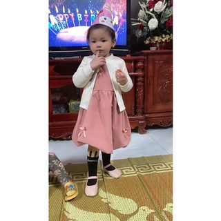 Set áo khoác len tăm kèm Váy nhung( có ảnh thật)