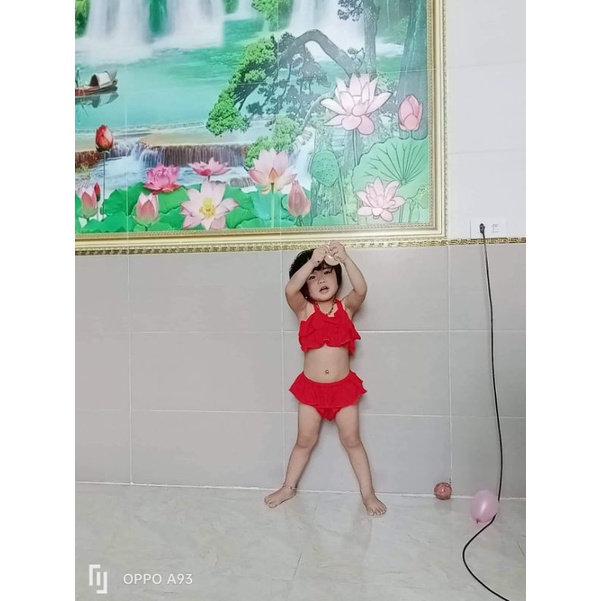 Bikini, đồ bơi, đồ đi biển cho bé gái, bé sơ sinh 3-15kg. Đồ bơi 2 mảnh màu đỏ