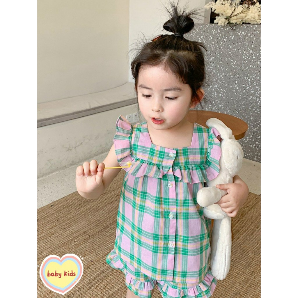 (6-18kg) Bộ đùi caro bé gái siêu cute mới về ( hình thật)