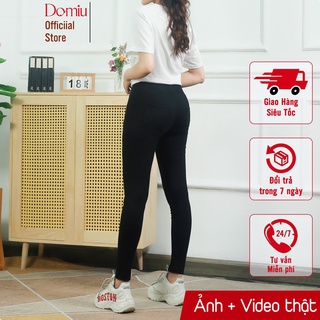 Quần legging nữ DOMIU cạp cao nâng mông có túi co giãn chất đẹp QLG01