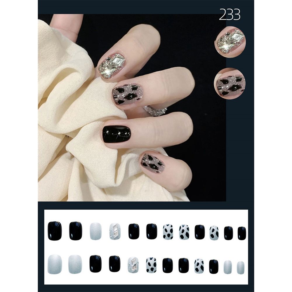 [Hàng mới về] Set 24 móng tay giả đầu vuông/ tròn nhiều kiểu tùy chọn có thể tháo rời tiện dụng