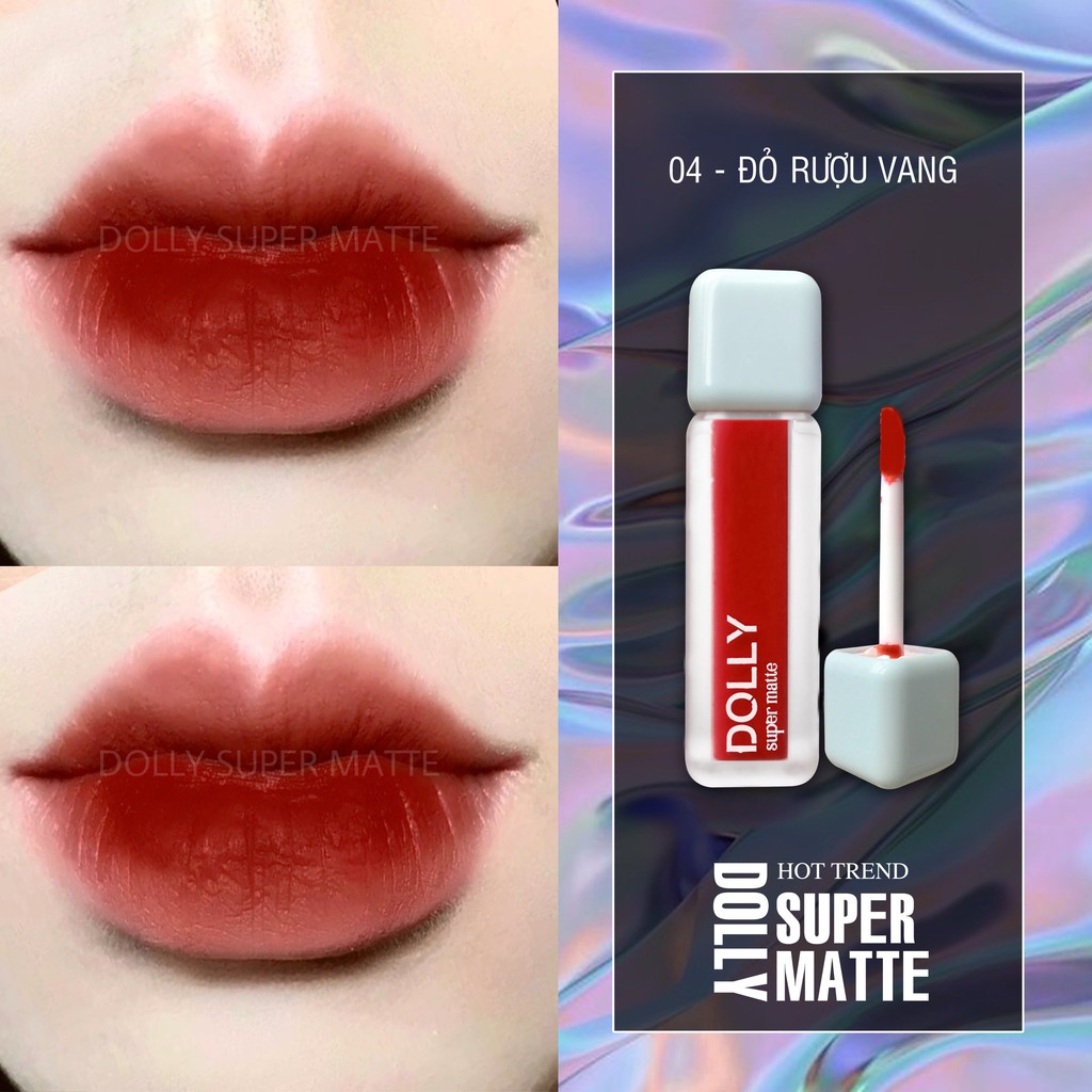 [04 Đỏ R.ư.ợ.u Vang] Son Kem Lì Dolly Super Matte Không Chì Màu Đỏ R.ư.ợ.u Vang | BigBuy360 - bigbuy360.vn