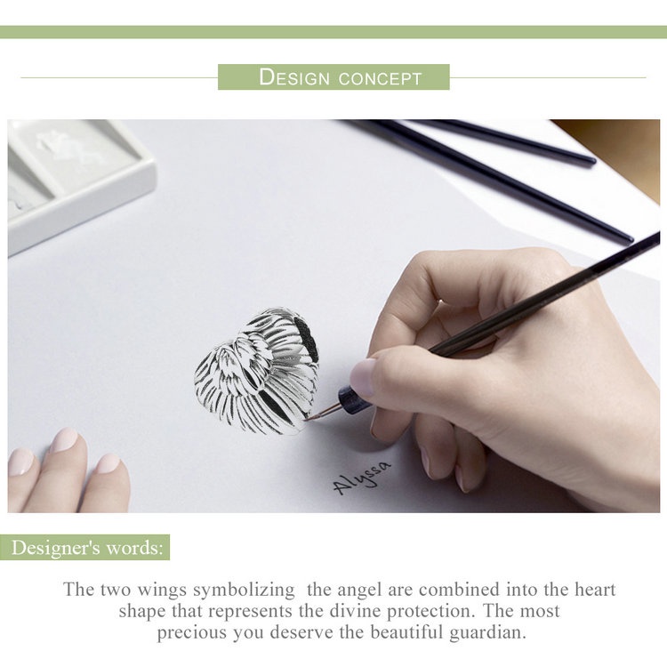 Mặt trang sức Bamoer AIC037 họa tiết cánh thiên thần làm vòng tay hợp thời trang DIY