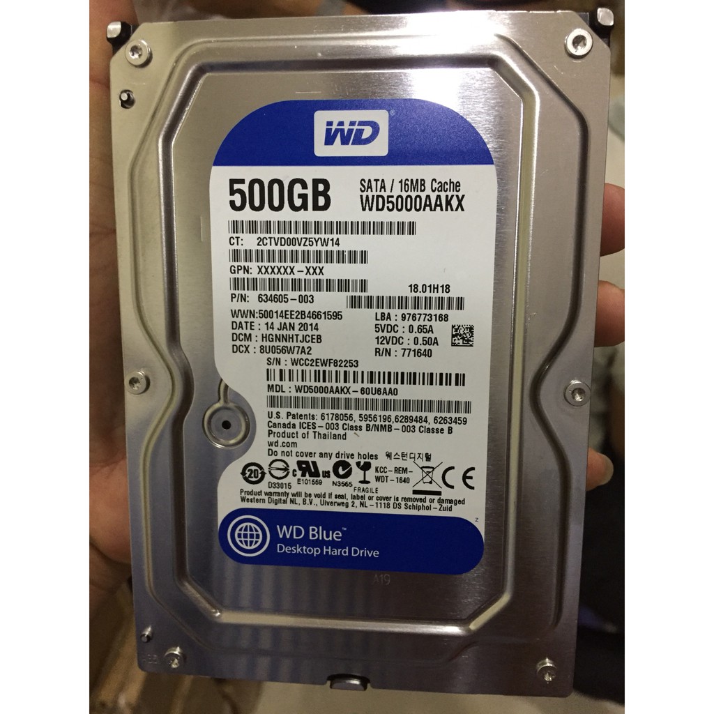 Ổ. cứng HDD 500GB Western Blue - Tặng cáp sata 3.0  - Hàng nhập khẩu tháo máy đồng bộ mới 98% - Bảo hành 12T