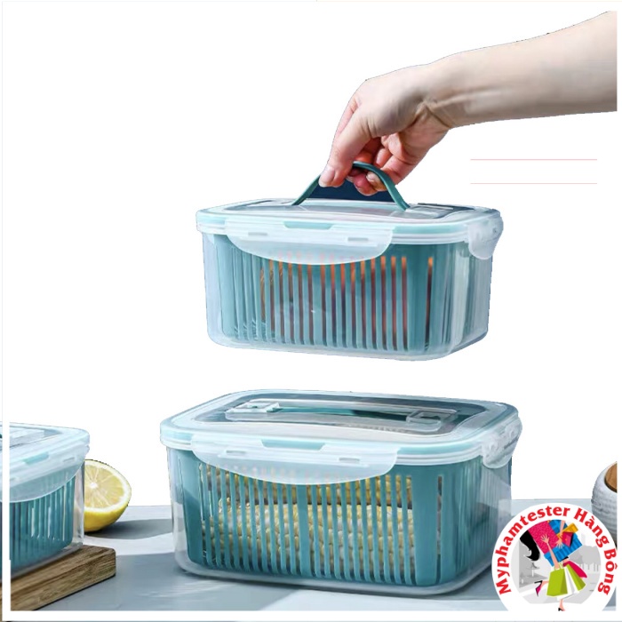 (SIÊU RẺ) Bộ 5 hộp 2 lớp rổ đựng đồ tủ lạnh đa năng thông minh cao cấp