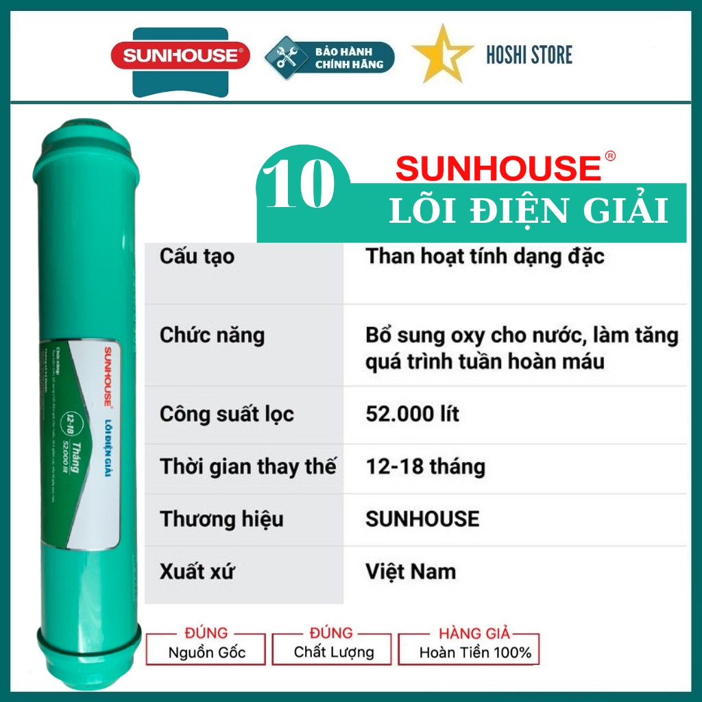 Lõi lọc nước số 10 SUNHOUSE SHRLL10- ORP HYDROGEN Lõi lọc cao cấp bổ sung oxy cho nước