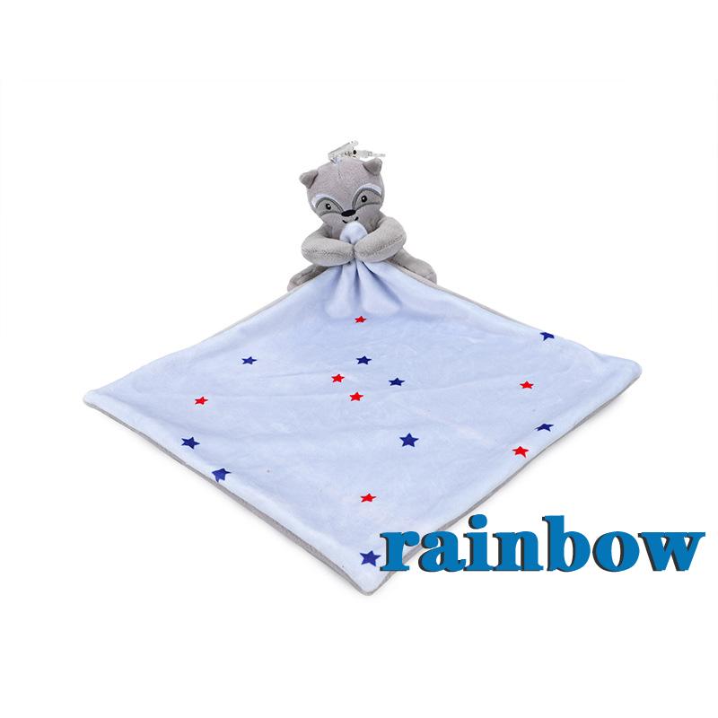 RAINBOW-Baby Security Blanket Baby Cute Animal Soothing Towel Doll Newborn Nibble Sleep Toys Snuggle Blankets