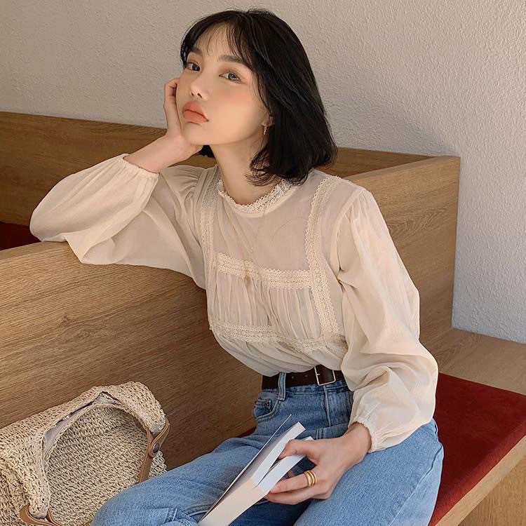 Áo sơ mi bèo viền ren mới nhiều màu hàng Quảng châu