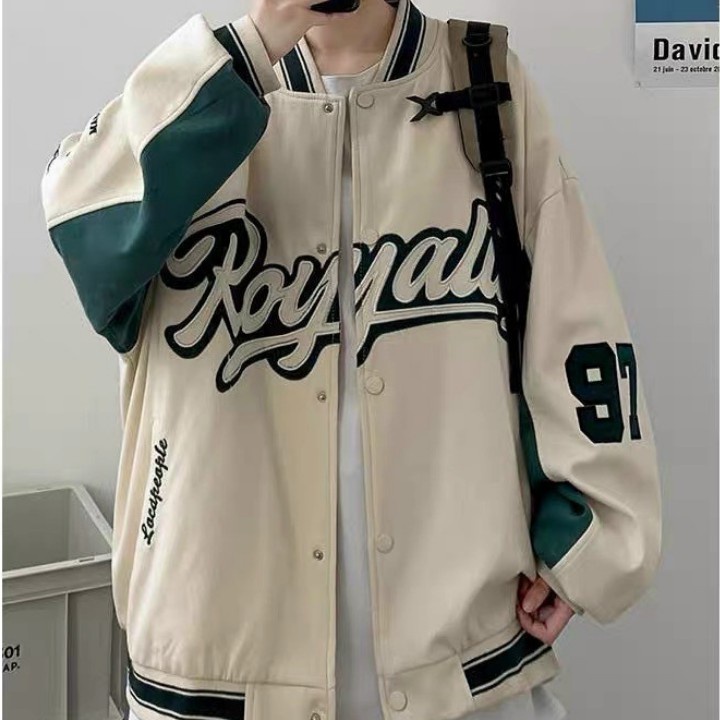 ÁO BOMBER JACKET 2 LỚP Form Rộng Unisex, ÁO KHOÁC Royalty 97 Chất Vải Kaki Dày Dặn Phong Cách Hàn Quốc PIGISTORE Mã 07