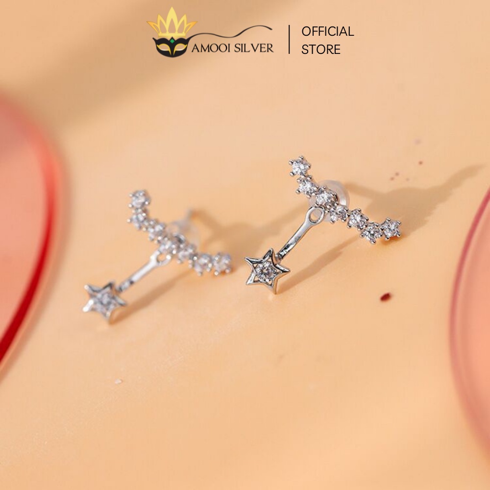 Bông Tai Bạc Cao Cấp S925 Mẫu Dải Ngân Hà Đính Đá Kèm Ngôi Sao - Amooi Silver AB52