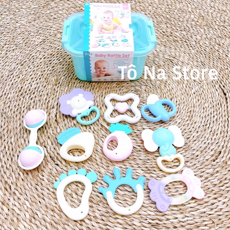 Bộ gặm nướu Baby Rattle màu xanh mới