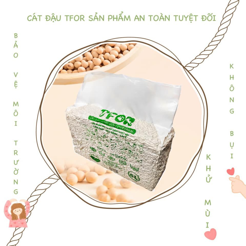 [Mã 252FMCGSALE giảm 8% tối đa 100k đơn 500K] Cát vệ sinh mèo Tofu đậu phụ, đậu nành hữu cơ TFOR 6L đổ được bồn cầu