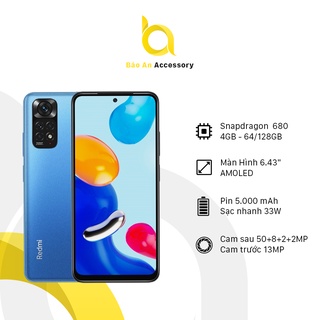 Điện Thoại Xiaomi Redmi Note 11 (4GB/128GB), Chip Snap 680, AMOLED 90HZ, Pin 5000, Sạc Nhanh 33W - Hàng Chính Hãng