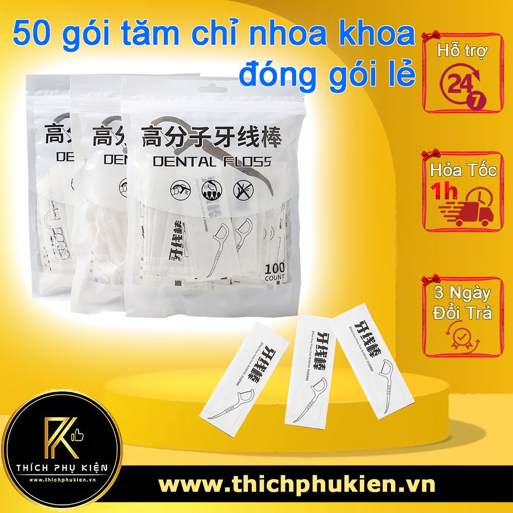 COMBO 50 Tăm Chỉ Nha Khoa Nhật Bản CAO CẤP - Loại Đóng Túi Từng Cái