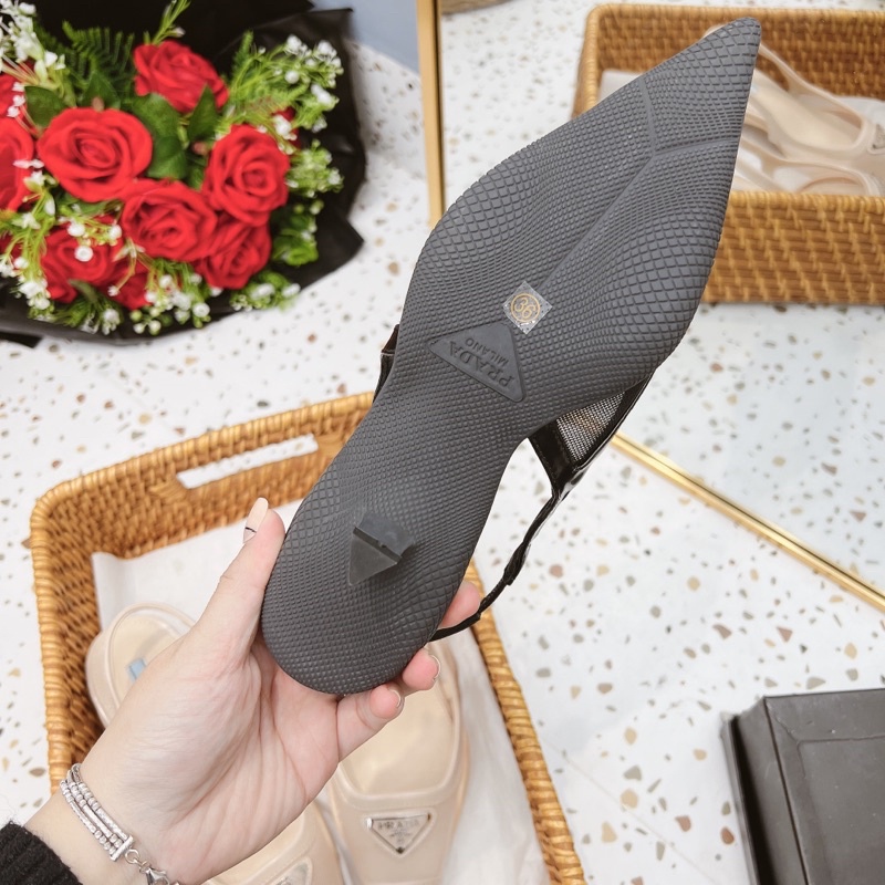 Sandal prd lưới mũi nhọn gót nhú fullbox