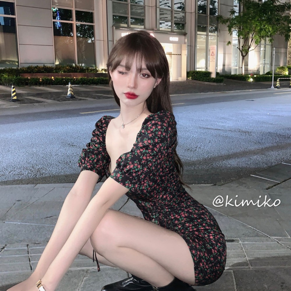 Váy nữ , đầm tay phồng cổ vuông hoạ tiết hoa xinh xắn thời trang mùa hè ATILA SHOP | BigBuy360 - bigbuy360.vn