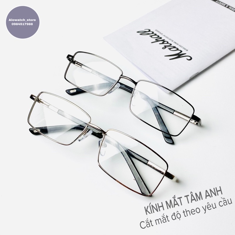 ☍๑◈Gọng kính kim loại nam Lacot mắt vuông - nhận cắt cận viễn loạn