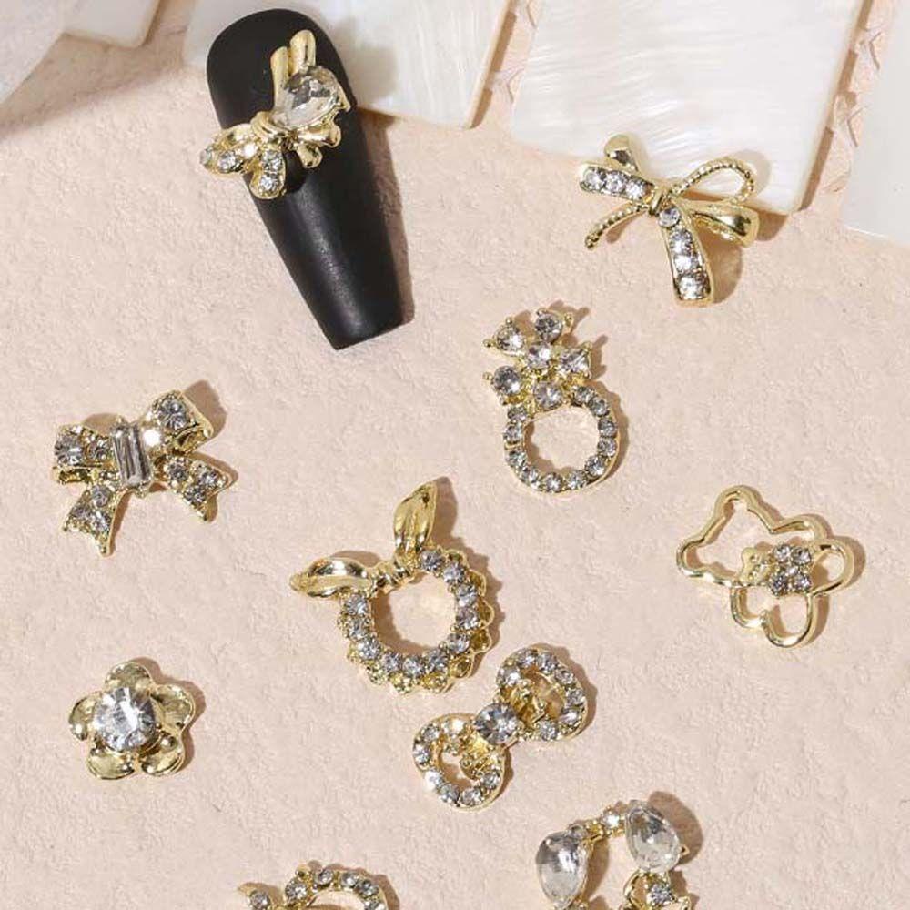 Bộ Dụng Cụ Trang Trí Móng Tay Nghệ Thuật|Phụ Kiện Trang Trí Móng Tay Hình Nơ 3D Lấp Lánh Thời Trang Hàn Quốc