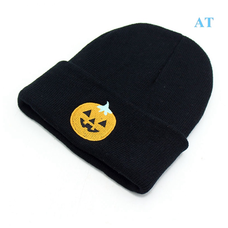 Mũ Len Thêu Họa Tiết Bí Ngô Phong Cách Halloween Cho Nam Và Nữ
