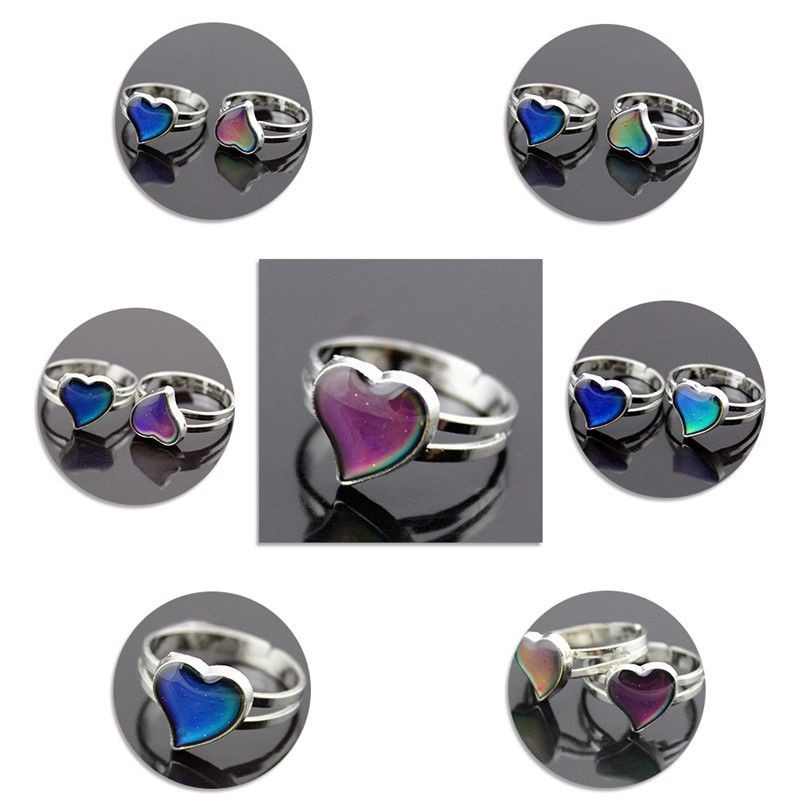 Nhẫn đeo ngón tay mặt hình trái tim thay đổi màu theo tâm trạng