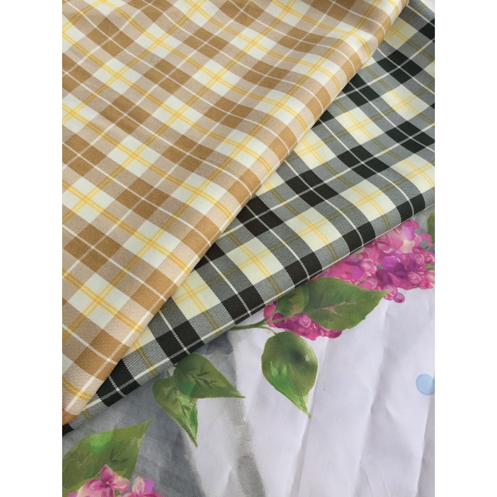 Vải tuytsi kẻ caro chất đanh đẹp, co giãn 2c