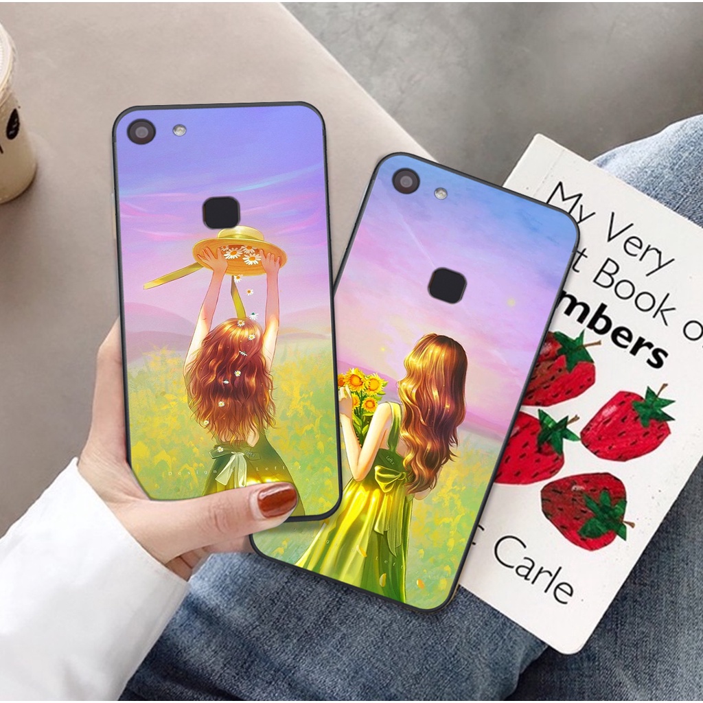 Ốp Vivo V7 / V7 Plus / V7+ hình cô gái , chàng trai mùa thu nhẹ nhàng dễ thương trẻ trung