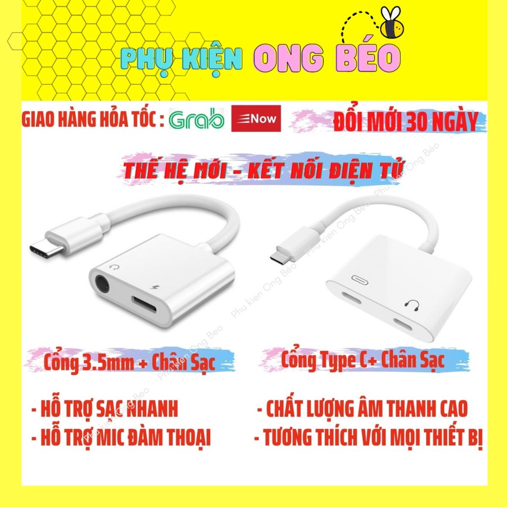 Jack chuyển đổi typeC, Đầu chia vừa sạc vừa đeo tai nghe, sạc nhanh PD - phukien_ongbeo