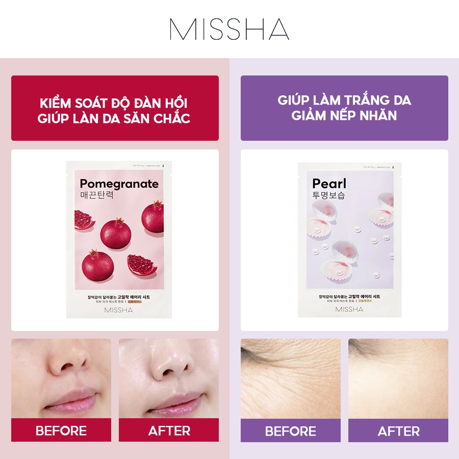 Mặt Nạ Miếng Missha Airy Fit Sheet Mask & Mặt Nạ Ngủ Missha Pure Source Pocket Pack - Sleeping Pack 10ml