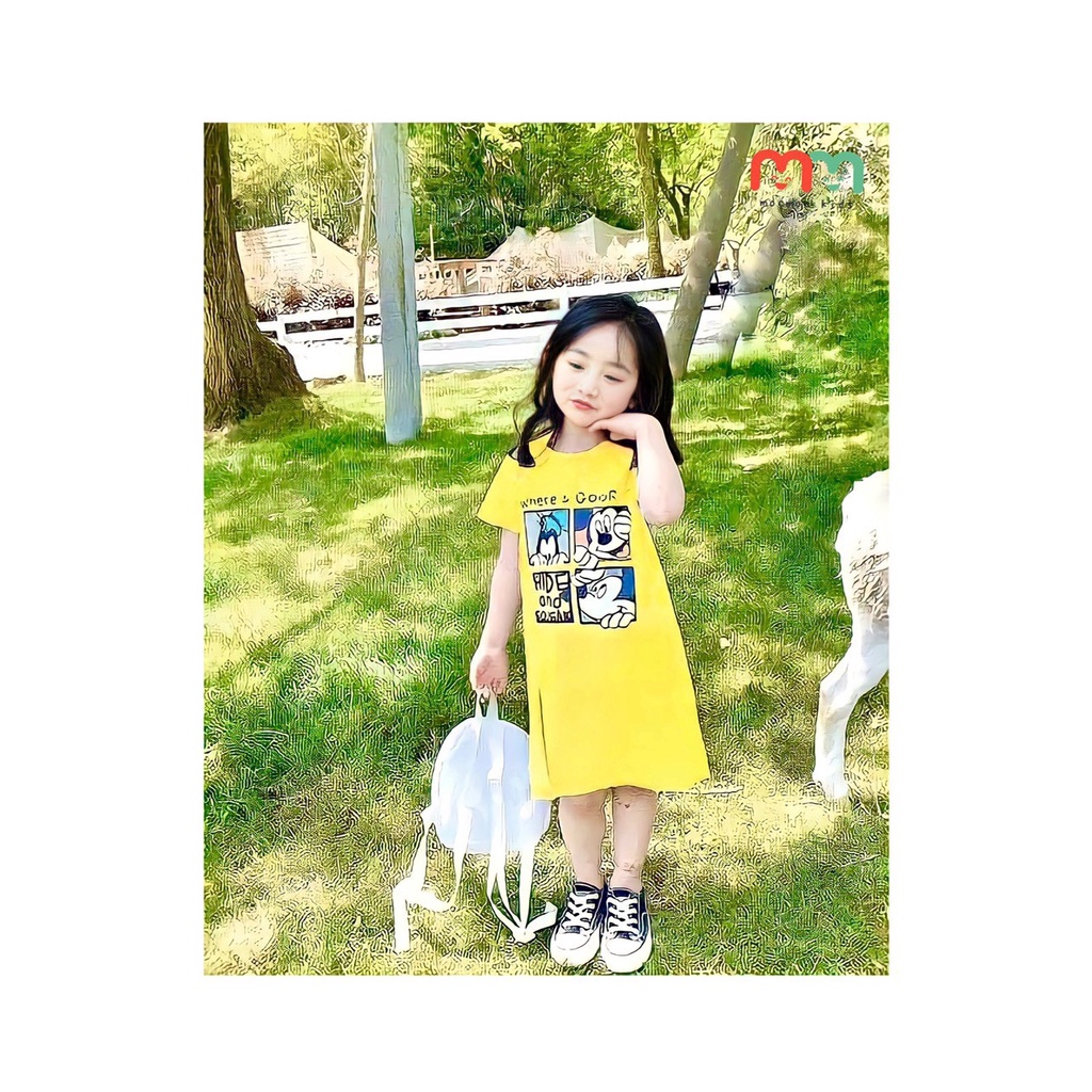 Đầm bé gái size đại thể thao cá tính thun cotton cao cấp mềm mịn mát cho bé 12kg đến 50kg