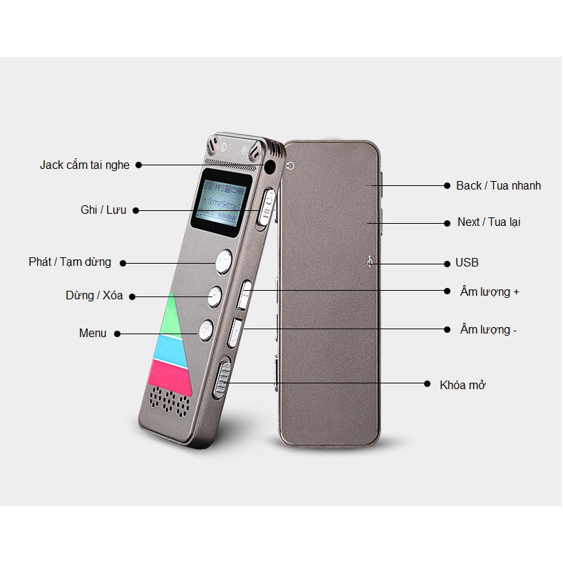 Máy ghi âm chất lượng cao GH500 8GB - Ghi âm 80 giờ