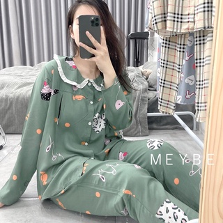 Bộ sau sinh LANH MEYBE mùa hè mặc nhà siêu mát CÓ KHÓA cho con bú SL2