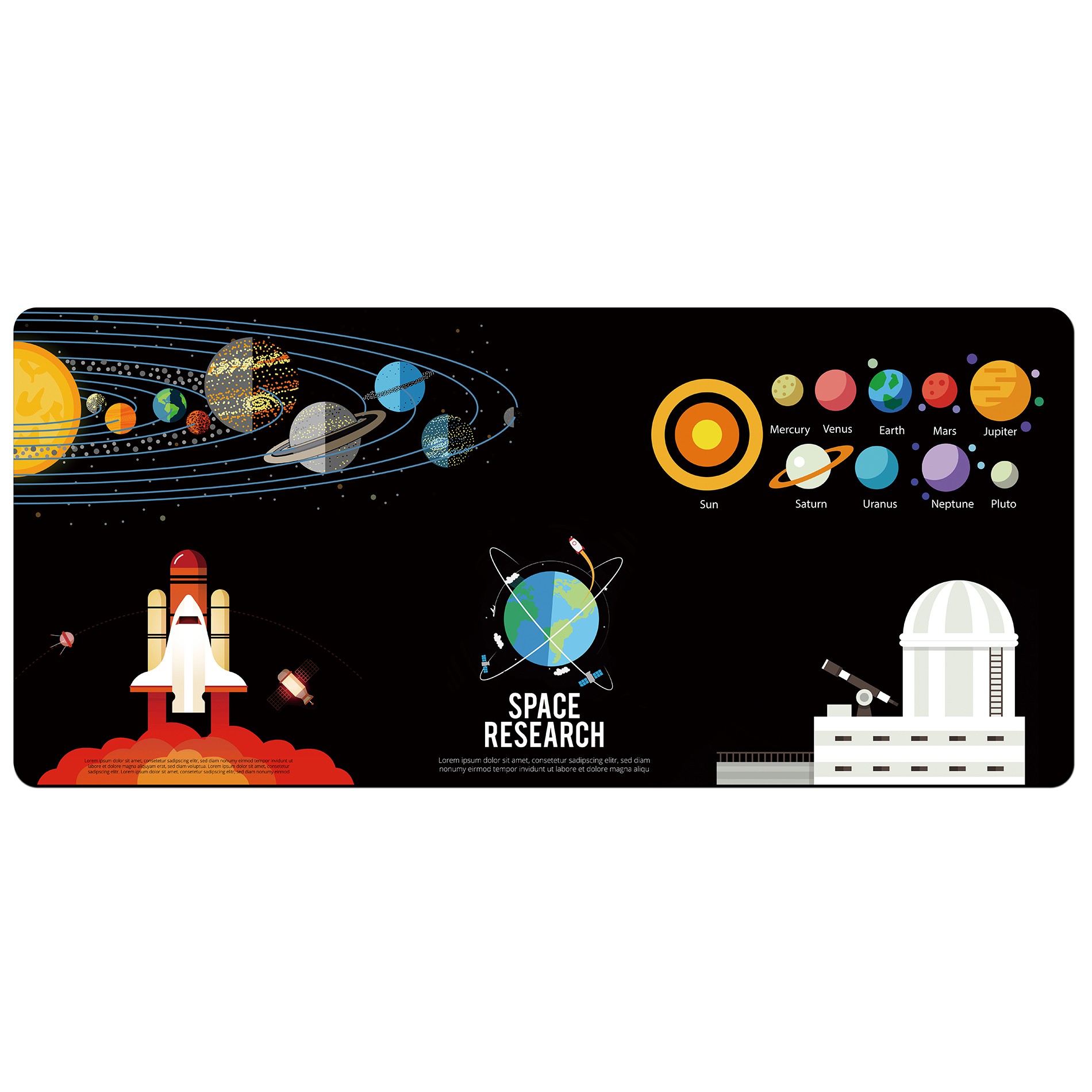 Explore the starry sky series oversized mouse pad solar system planet astronaut creative gaming chicken design desktop pad