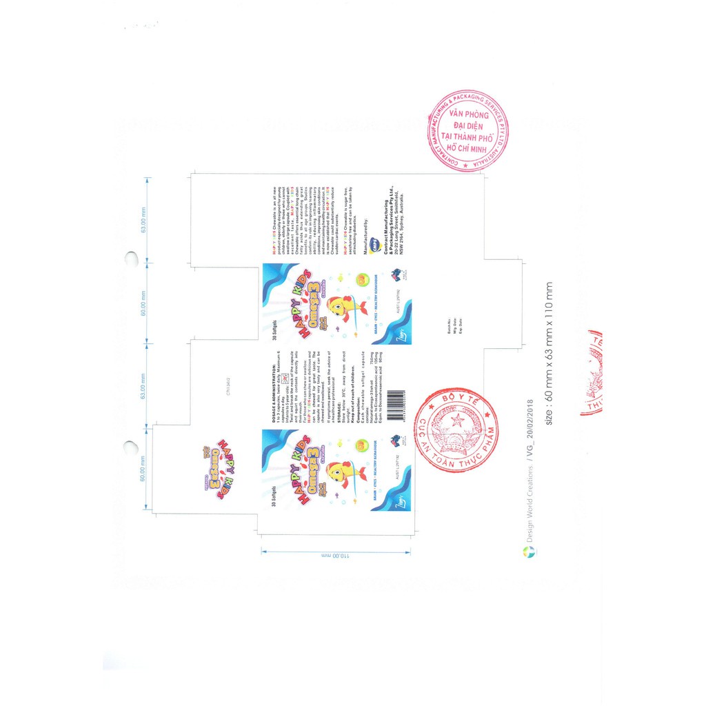 {Úc}Viên nhai Happy Kids Omega 3 –Hỗ trợ phát triển trí thông minh cho trẻ, giúp mắt sáng, tăng cường đề kháng (30 viên)