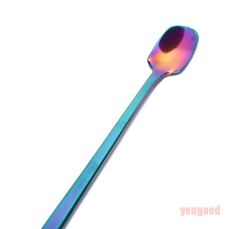 Muỗng thép không gỉ đầu vuông cán dài nhiều màu sắc